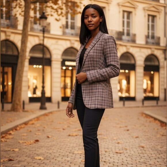 White House Black Market Jackets & Blazers - White House Black Market Women's Multicolor Plaid Blazer Preppy College Career